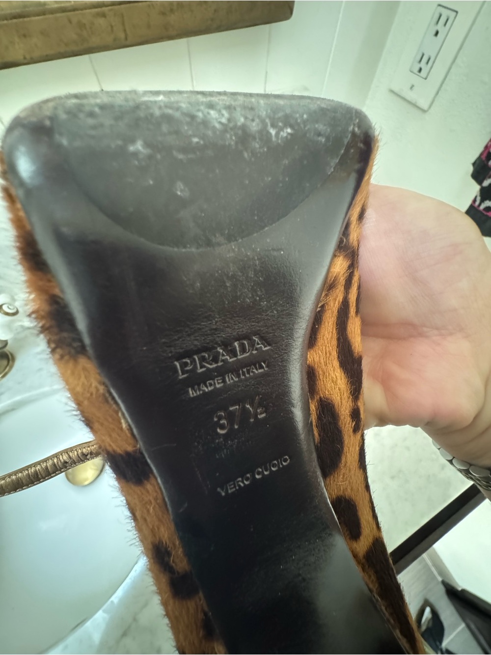 Prada Leopard Print Pony Hair Mary Jane heels - Picture 7 of 8